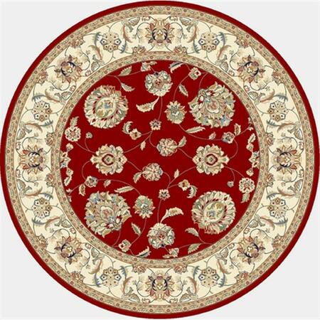 DYNAMIC RUGS Ancient Garden 7.10 Round 57365-1464 Rug - Red/Ivory ANR8573651464